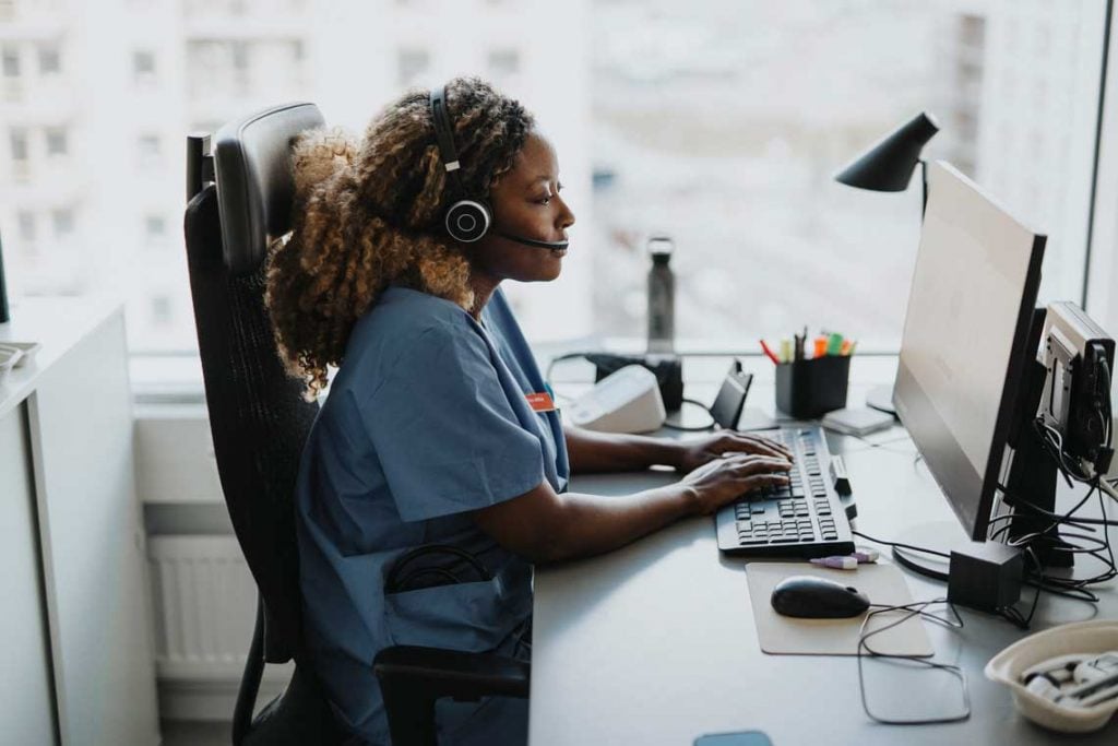 Nurse working at desk