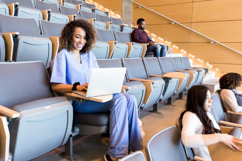 Nursing student on laptop