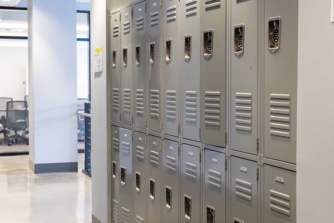 close up of lockers