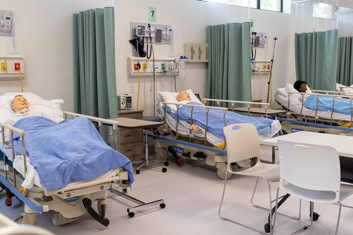 simulation lab with manikin beds