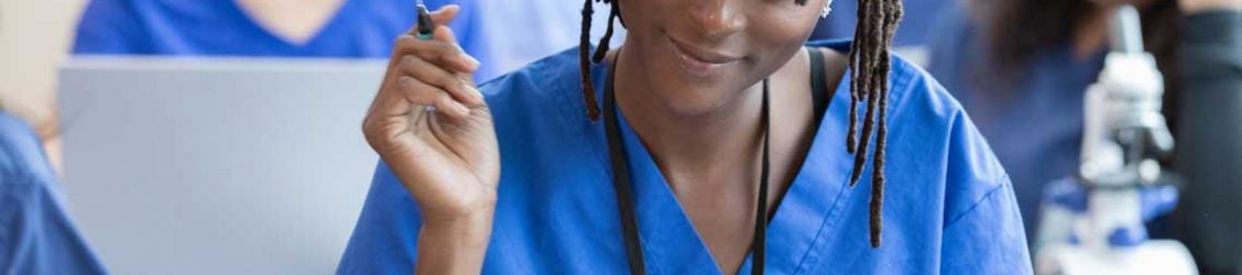 nursing student sitting in class