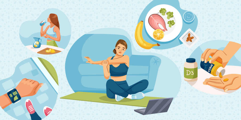 Graphic featuring wellness images